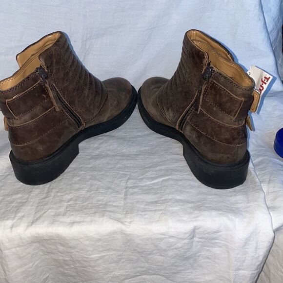 NINE WEST Brown Gingham Bootie-5 NEW! - Picture 6 of 8